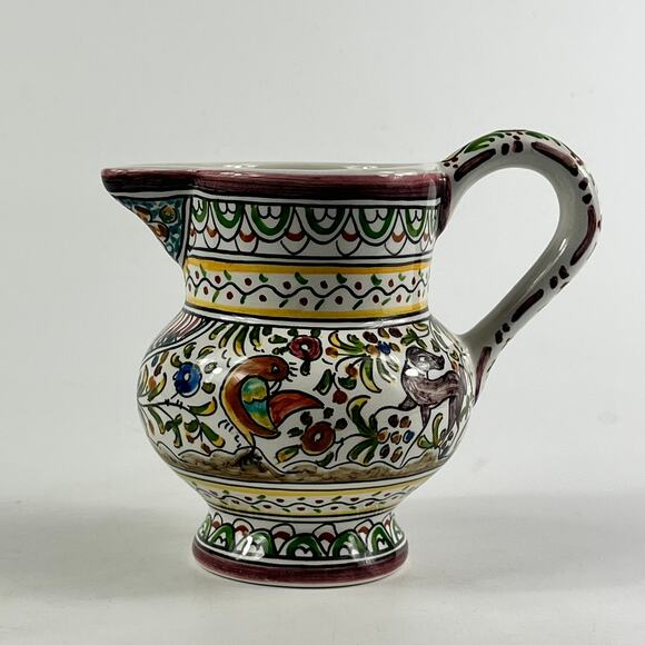 Ceramicas de Coimbra Portugal Hand Painted Small Pitcher 5.5"x5" Folk Art XVII - Picture 2 of 12